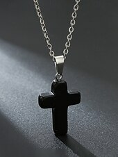 Недорогие Мужские украшения-Мужское рождественское ожерелье с подвеской-крестиком из натурального камня, доступно в нескольких цветах, стильный и модный дизайн, идеально подходит для подарков на праздники