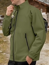 abordables chaqueta deportiva-Hombre Chaqueta al aire libre Chaqueta para senderismo Vacaciones Diario Resistente al Viento Mantiene abrigado Bolsillo Otoño Invierno Plano Moda Clásico Escote Chino Regular Amarillo Claro Negro