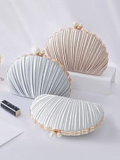 tanie Kopertówki i torebki wieczorowe-plisowana damska kopertówka z perłowym uchwytem – elegancka wieczorowa torebka, w wielu kolorach – idealna na wesela, imprezy i specjalne okazje