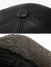 preiswerte Herrenhüte-Wintermütze für Herren aus Kunstleder – isoliert mit flauschigen Fellohren, stylischer Fliegerstil, ideal für kaltes Wetter und Outdoor-Aktivitäten.