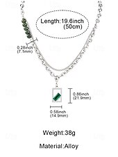 billiga Kvinnors halsband-Herrhalsband i rostfritt stål med grönt ädelstenshänge - snyggt, hållbart, perfekt för både vardagliga och formella tillfällen
