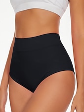 preiswerte Bikini-Höschen-Damen dehnbare Boxershorts Badeanzug Dehnbare Boxershorts Shorts Hohe Taille Urlaub Strandbekleidung Einfarbiger ärmelloser Badeanzug