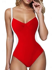 ieftine Costume Întregi-Costum de baie dintr-o piesă pentru femei subțire monokini colorat control pentru burtă talie înaltă subțire fără spate haine de plajă pentru vacanță decolteu în V fără mâneci