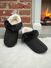 economico Ciabatte e infradito da donna-pantofole da casa da donna foderate in pelliccia sintetica: stivaletti invernali caldi e accoglienti per le donne, suola morbida antiscivolo per la casa, la camera da letto e il comfort rilassante