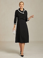 זול בלייזרים וחליפות-בגדי ריקוד נשים כפתור למעלה Ruched קפלים חרוזים אלגנטית שרוול 4\3 צווארון V Crop Tops עבודה אורחת חתונה לבוש קוקטייל שחור אביב סתיו חורף