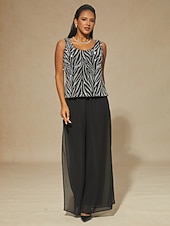  女性用 ドレッシーなトップス ツインセット スパンコール ラインストーン 動物 レオパード エレガント パーティー レディース 七分袖 スタンドカラー レギュラートップス パーティー パーティーイブニングウェア パーティー衣装 Sliver 春 秋 冬