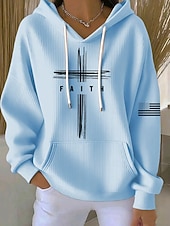 economico Umor e Citazioni Felpe-Per donna Felpa con cappuccio Grafico Lettera Casual Manica Lunga Con Cappuccio Top Regolari Casuale Abbigliamento Quotidiano Sportivo Blu Nero Rosa Rosso Autunno Inverno