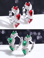 economico Anelli da donna-orecchini da donna in lega di zirconi - elegante design a forma di lacrima con pietre multicolori, perfetti come regali di Natale e San Valentino