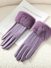 お買い得  レディース手袋-女性用フェイクファー手袋 - 柔らかくて心地よいフェイクレザー素材、複数の色から選択可能、クリスマス、パーティー、アウトドア活動のためのスタイリッシュで暖かい冬のアクセサリー