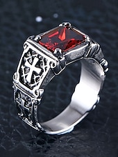 Недорогие Мужские украшения-мужское кольцо с готическим крестом - сплав, черный и красный драгоценные камни, винтажный стиль с религиозным мотивом, идеальный рождественский подарок для повседневных и торжественных случаев