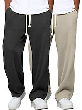 お買い得  ストレートレッグ-マルチパック 2個 男性用 グレー+ブラック スウェットパンツ ズボン ドローストリング 弾性ウエスト 平織り バケーション デイリーウェア ポリエステル 春