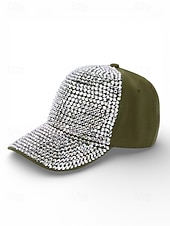 abordables Accessoires-Casquette unisexe ornée de strass, en polyester, décoration scintillante, disponible en plusieurs couleurs, idéale pour la Saint-Patrick, le carnaval et au quotidien.