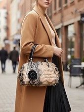 Недорогие Сумки с ручками сверху и шопперы-Женская сумка из искусственной кожи с рисунком крокодила, несколько цветов и вариантов ношения, модная и универсальная для повседневного использования.