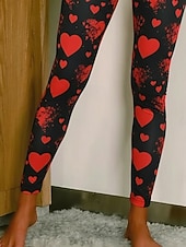voordelige -Dames Leggings Gezellige leggings Vakantie Casual Volledige lengte Hoge taillePantsValentijnsdag Hart Grafisch Opdrukken Comfort Comfortabel Rekbaar Casual Dagelijks Vakantie Wit Blozend Roze Rood
