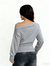 Недорогие Нарядные блузки-Жен. Блуза Нарядные Топы Рюши Туника Полотняное плетение Элегантный стиль Винтаж Дамы Длинный рукав С открытыми плечами Обычные топы Повседневные Офис Праздники Черный Белый Винный Коричневый Серый