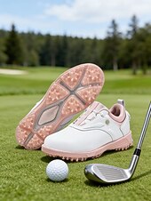 رخيصةأون أحذية جولف نسائية-Women's Golf Shoes - White &amp; Pink Stylish Athletic Sneakers with Non-Slip Sole, Cute Preppy Style for Female Golfers, Perfect for Golf Courses, Casual Outdoor Activities &amp; Daily Wear