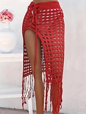 abordables Falda cruzada-Mujer Bañadores Tapadera Vestido de Baño Falda Traje de baño Cortado Vacaciones Ropa de playa Color sólido Sin Mangas Trajes de baño