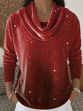 Χαμηλού Κόστους Επίσημες Μπλούζες-Νέος Χρόνος Γυναικεία Βελούδο Ombre Στυλάτο Μοντέρνα Καθημερινό Μακρυμάνικο Με σούρα στο λαιμό Κανονικά μπλουζάκια Θαλασσί Ρουμπίνι Βυσσινί Χρυσό Πράσινο του τριφυλλιού Φθινόπωρο