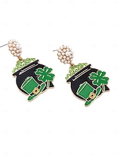  Grüne Kristallohrringe für Damen zum St. Patrick's Day – Kleeblatt &Koboldhut-Design, perfekt für irische Festivals &Feierlichkeiten zum St. Patrick's Day