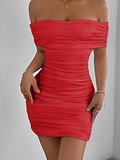 economico Vestito Semplice-Per donna Mini Abito Vestito da Festa Abito da Cocktail Tubino Moda Moderno Feste Cocktail party Vestibilità regolare Semplice Senza Maniche Senza Spalle Nero Bianco Giallo Rosso Estate