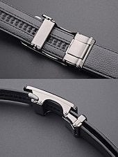 economico Matrimonio ACC-cintura da uomo in similpelle, fibbia automatica con finitura testurizzata, stile classico formale, colori nero e caffè, per matrimoni, abbigliamento da lavoro e abiti casual eleganti