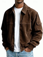 Χαμηλού Κόστους Καθημερινά μπουφάν-Ανδρικά Κοτλέ σακάκι Causal Καθημερινά Τσέπη Φθινόπωρο Χειμώνας Συμπαγές Χρώμα Βίντατζ Καθημερινά Κολάρο Πουκαμίσου Κανονικό Μαύρο Πράσινο Ανοικτό Βαθυγάλαζο Σκούρο πράσινο Καφέ Σακάκια