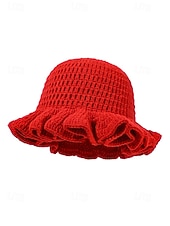 お買い得  アクセサリー-女性用クロシェラッフルバケットマルディグラハット – カーニバル、コスチュームパーティー、ボヘミアンシックスタイル用の多色レインボーニットフェスティバルキャップ