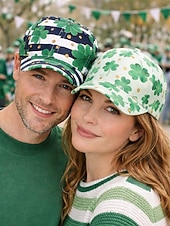 お買い得  アクセサリー-ユニセックスの聖パトリックの日のシャムロックプリントの野球帽、ポリエステルプリント生地、複数のクローバー柄、男性と女性のためのカジュアルな祭りスタイルの帽子、パレード、パーティー、屋外のお祝い用ウェア