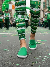 preiswerte St. Patrick&amp;#39;s Day-Grüne Damen-Slipper aus Canvas zum Hineinschlüpfen für den St. Patrick's Day – bequeme, lässige und vielseitige Sneaker für Paraden, Festivals und den Alltag