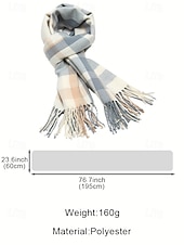 cheap Women's Scarves-Women's Faux Wool Polyester Scarf, Plaid Design, Multiple Colors, Perfect for Winter and Casual Wear