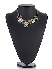 levne Příslušenství-Dámský náhrdelník na Mardi Gras ve stylu steampunk s ozdobami - průmyslový kovový šperk pro karneval a tematické převleky