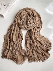 halpa Naisten huivit-Naisten puuvilla-pellavahuivi hapsutetuilla tupsuilla – boheemi tyyli, useita värejä, kevyt ja mukava arkeen ja vapaa-aikaan