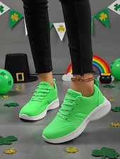  Women's Green Lace-Up Sporty Sneakers – Perfect for St. Patrick's Day Parades, Casual Outings and Active Days