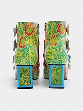 olcso Női cipő-Női Mardi Gras Színes Virágos Csipkés Magassarkú Csizmák – Élénk Retro 1970-es Évek Inspirálta Design Világos Virágos Részletekkel Tökéletes Karneválra Fesztiválokra és Jelmezes Eseményekre
