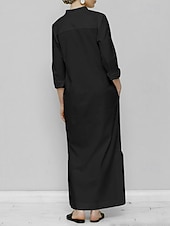 Недорогие Основные искусственные платья-Жен. длинное платье платье макси Искусственный хлопок и лен Платье прямого кроя Повседневное платье Элегантный стиль Мода Современное Повседневные Отпуск На выход Свободное облегание