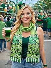 Bufanda de poliéster con tacto aterciopelado para mujer, ideal para el Día de San Patricio. Múltiples diseños. Ideal para celebraciones del Día de San Patricio.