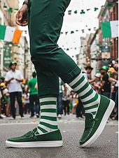 voordelige Mannenschoenen-Groene loafers voor heren, lichtgewicht instappers, modieuze casual mocassins voor dagelijks gebruik, feestjes en outfits voor St. Patrick's Day.