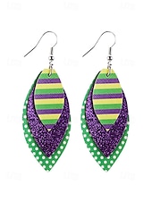 economico Accessori-WooHoo Orecchini di pelle da donna per Mardi Gras – Colorati luccicanti regolabili con design multi-stile – Perfetti per Carnevale e accessori per costumi da ballo mascherato