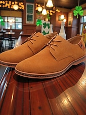 economico Scarpe da uomo-scarpe oxford in pelle scamosciata verde da uomo, scarpe casual morbide e leggere per comfort e stile, perfette per l'uso quotidiano, casual da lavoro, feste e outfit per il giorno di San Patrizio