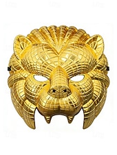 economico Accessori-Maschera per carnevale in plastica metallica multi-stile per uomo – Costumi da leone volpe e tigre in oro per carnevale e balli in maschera