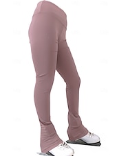 ieftine Pantaloni și colanți pentru patinaj artistic-pantaloni de patinaj artistic pentru femei, fete, bărbați, băieți, colanți de patinaj pe gheață, roz închis, negru, roz, spandex, fleece, elasticitate ridicată, antrenament, competiție, îmbrăcăminte de patinaj termică, caldă, clasică, lungă, gheață