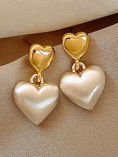 billige Valentinsdag-Dame Øredobber Dråpeøreringer Elfenben Imiterte perler Legering Elegant Mote Glitter Kjærlighetshjerte