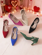 economico San Valentino-décolleté da donna con tacco a gattino e cinturino alla caviglia rosa – romantiche scarpe eleganti con punta a punta, dolce stile San Valentino per appuntamenti, feste e occasioni speciali