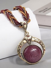 halpa Naisten kaulakoru-Naisten boheemi metalliseoskaulakoru monivärisellä helmiköydellä, ainutlaatuinen riipusmuotoilu, täydellinen arkeen ja juhlaan