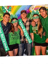  女性用聖パトリックデー グリーンアクセサリーセット - 「キス・ミー・アイム・アイリッシュ」ヘッドバンド、ストッキング、ネックレス &お祝い事にもっと