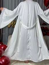 Χαμηλού Κόστους Γυναικεία Πιτζάμες Onesies-Γυναικεία Ρόμπα Καθημερινό Μαλακή Σατέν Μονόχρωμες Δαντέλα Παντελόνι Καθημερινά Σπίτι Κρεβάτι Μακρυμάνικο Λαιμόκοψη V Μαύρο Λευκό Κρασί Ρουμπίνι Καφέ Καλοκαίρι Άνοιξη Κανονικό