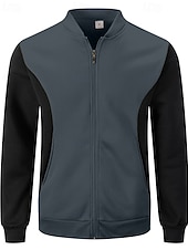 Недорогие Повседневные куртки-Муж. Легкая куртка Повседневная куртка Повседневные на открытом воздухе Карман Весна Осень Контрастных цветов Уличный стиль Стиль Воротник-стойка Обычная