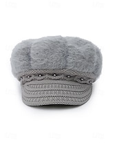 levne Dámské klobouky-Dámská polyesterová čepice z umělé kožešiny, zdobená perlami, dostupná v několika barvách, ideální pro zimní outfity