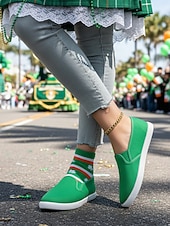 preiswerte St. Patrick&amp;#39;s Day-Grüne Damen-Slipper aus Canvas zum Hineinschlüpfen für den St. Patrick's Day – bequeme, lässige und vielseitige Sneaker für Paraden, Festivals und den Alltag
