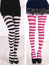 Недорогие Аксессуары-Комплект женских полосатых колготок для карнавальной вечеринки (2 пары), эластичные, выше колена, синие. &amp;Зеленые горизонтальные полоски, забавные карнавальные носки для взрослых, для фестивалей,